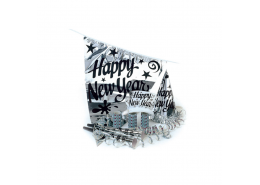 Happy New Year Decoration Kit Silver (125 Pieces)